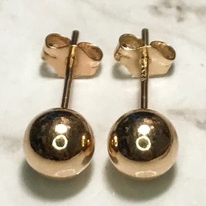 NEW 14K Gold On Sterling Gold Round Ball Earrings